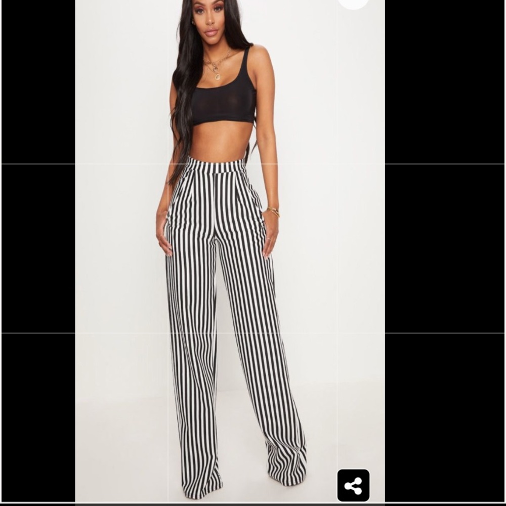 Stripe wide leg pants